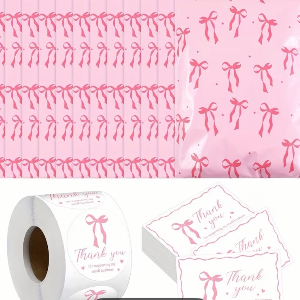 20 bags/10 TY Cards/40 TY stickers Pink Bow Bags and Stickers Set